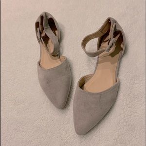 Suede Flats with Buckle Strap